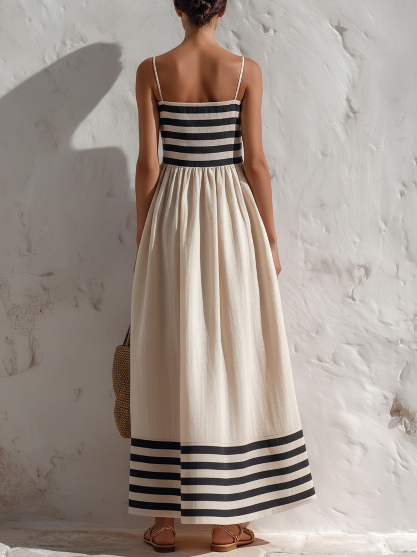 Noelia · Vestido maxi bicolor con tirantes finos