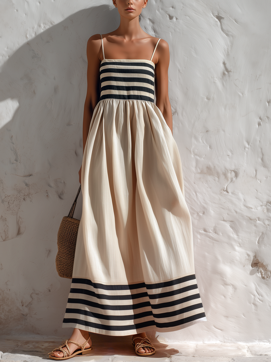 Noelia · Vestido maxi bicolor con tirantes finos