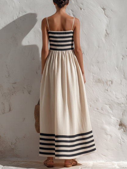 Noelia · Vestido maxi bicolor con tirantes finos
