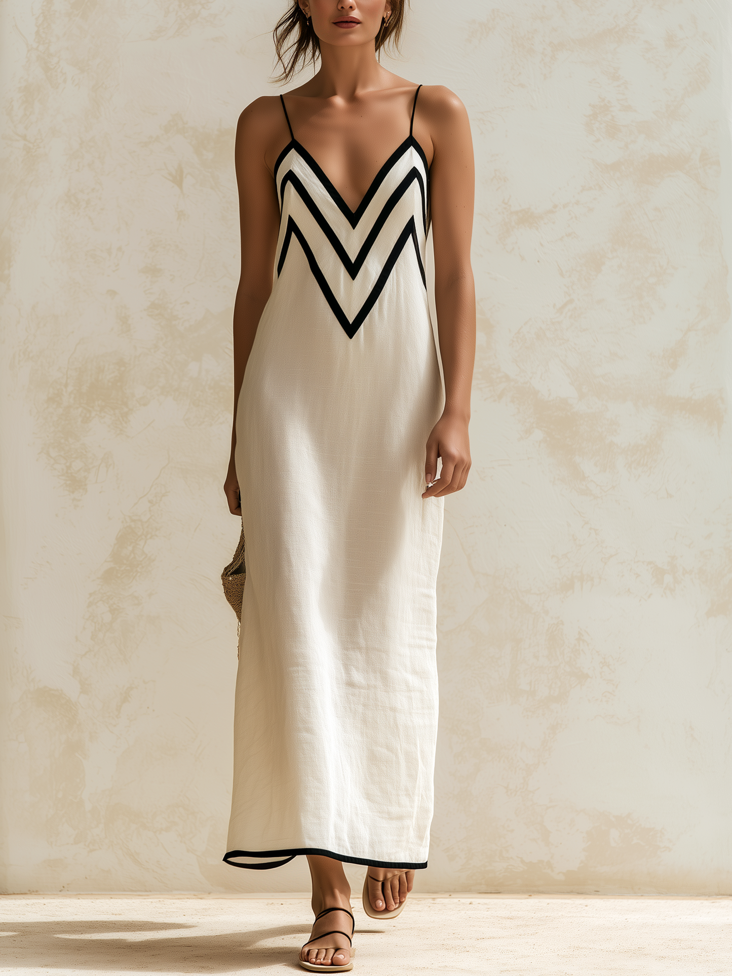 Nerea | Vestido maxi con bordes en contraste