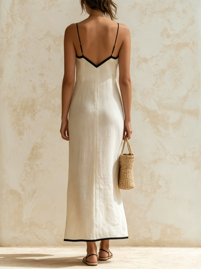 Nerea | Vestido maxi con bordes en contraste