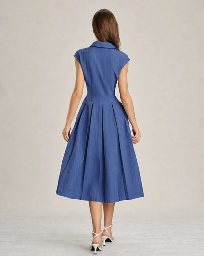 DALIA | Vestido midi plisado a cuadros marrones con botones