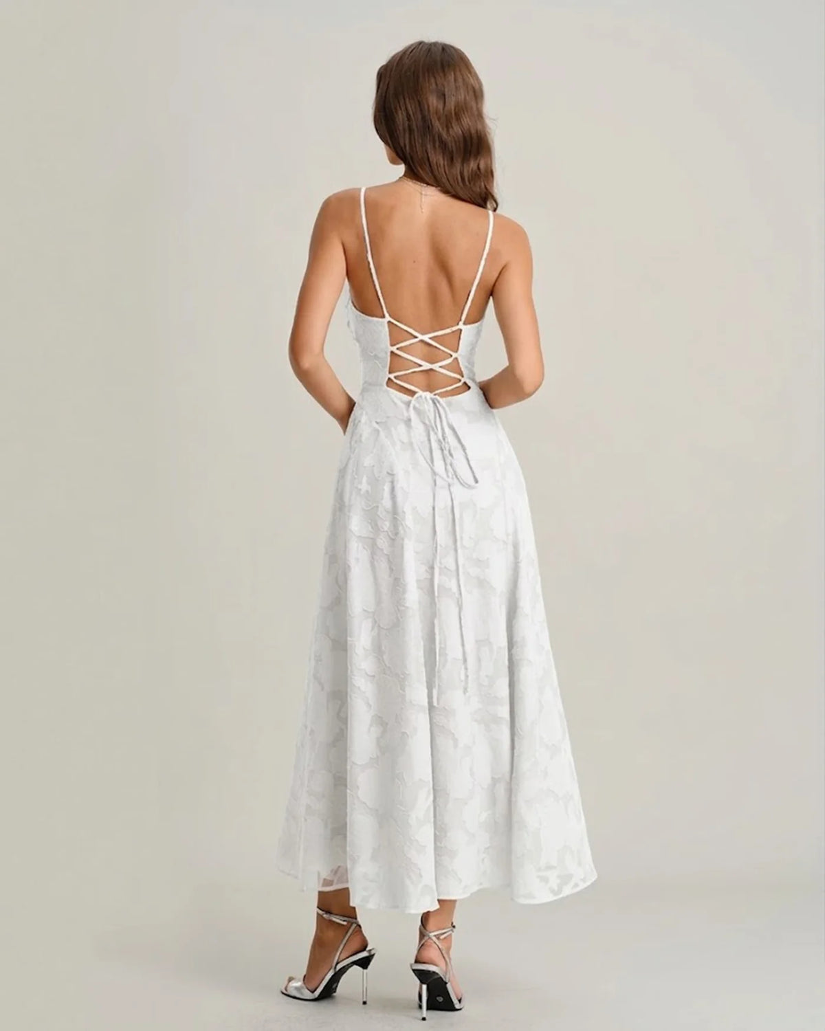 ÁNGELA | Vestido largo lencero de jacquard negro