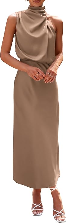 LUNA |  Vestido largo de cóctel de satén para mujer