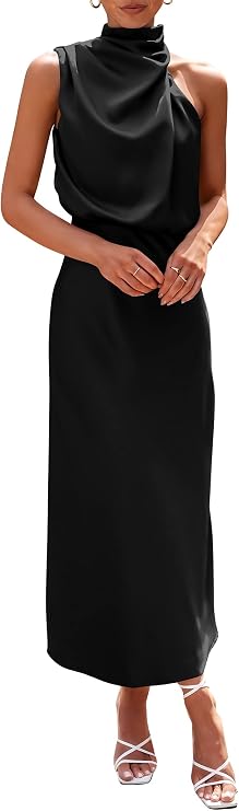 LUNA |  Vestido largo de cóctel de satén para mujer