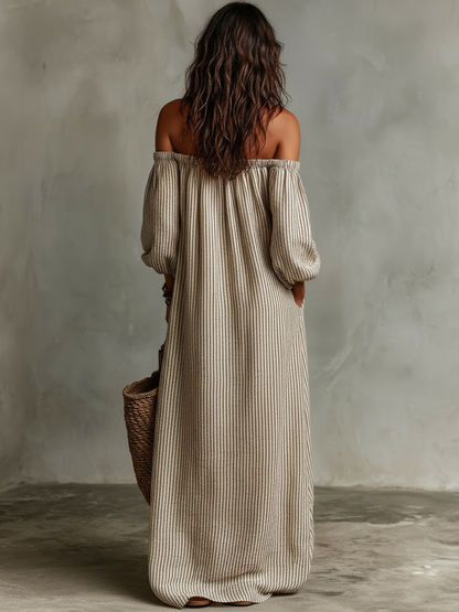 Carmen · Vestido largo con escote que deja los hombros al descubierto