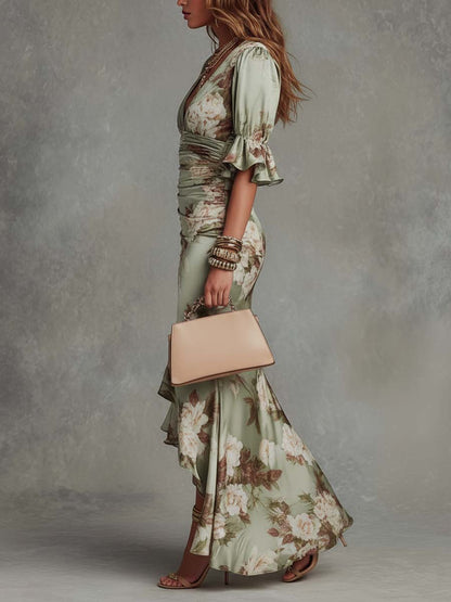 Camelia | Vestido Estampado Floral Satinado