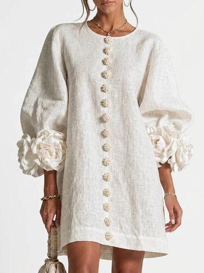 CINTIA | Vestido con flores en relieve