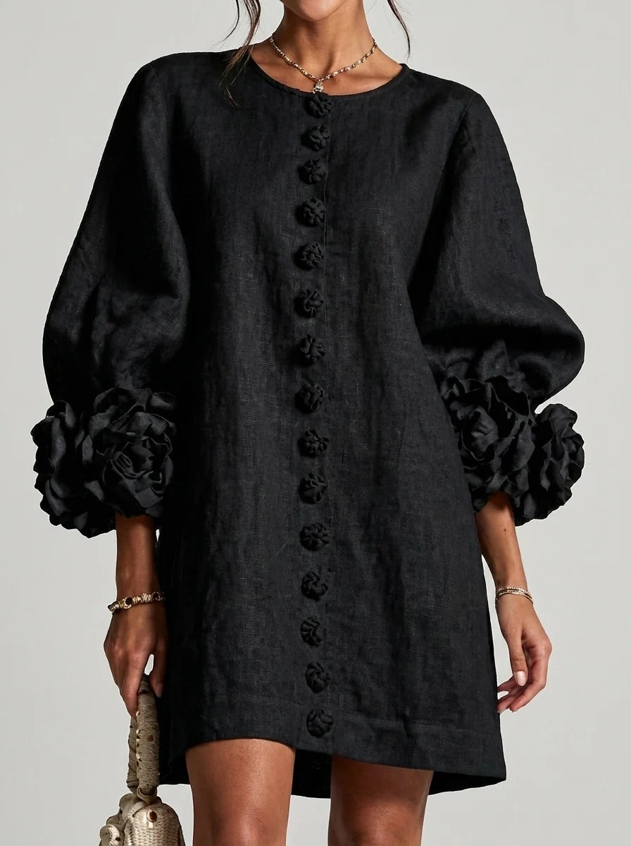 CINTIA | Vestido con flores en relieve