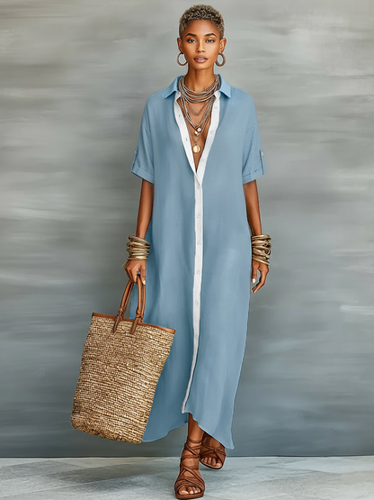 Mireia · Vestido largo oliva de líneas minimalistas